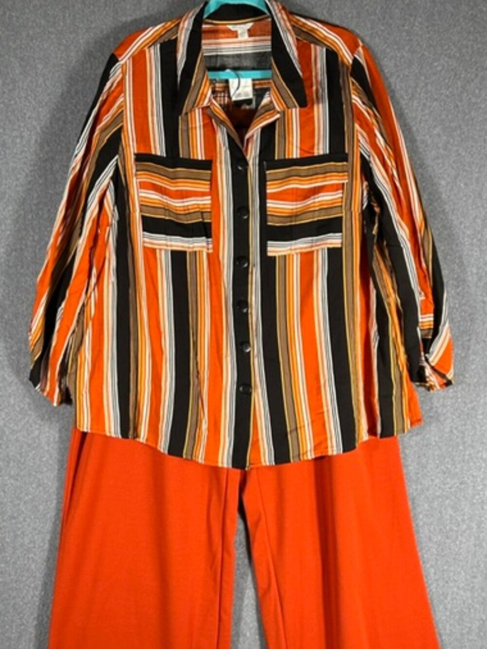 Est 1946 2 Pc Set Button Down Shirt & Pull On Pants Belt Attached Sz 18/20W & XL